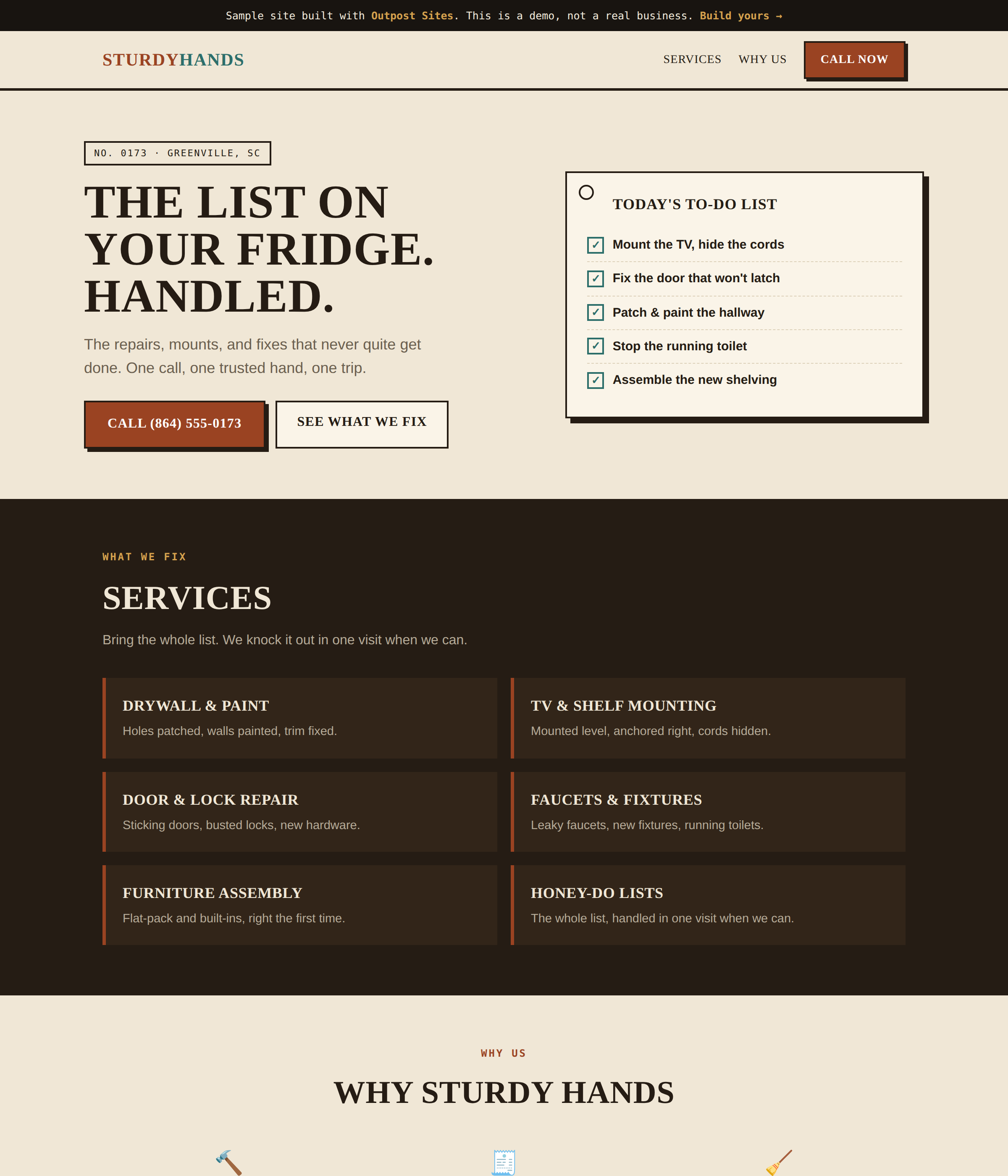 Sturdy Hands Handyman demo site